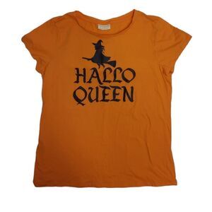HALLO QUEEN orange‎ short sleeve witch crew neck tee shirt XL